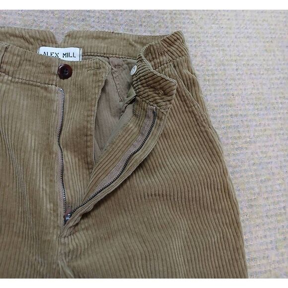 Alex mills women size 4 hi rise baggy straight leg camel yellow corduroy pants - Picture 4 of 7